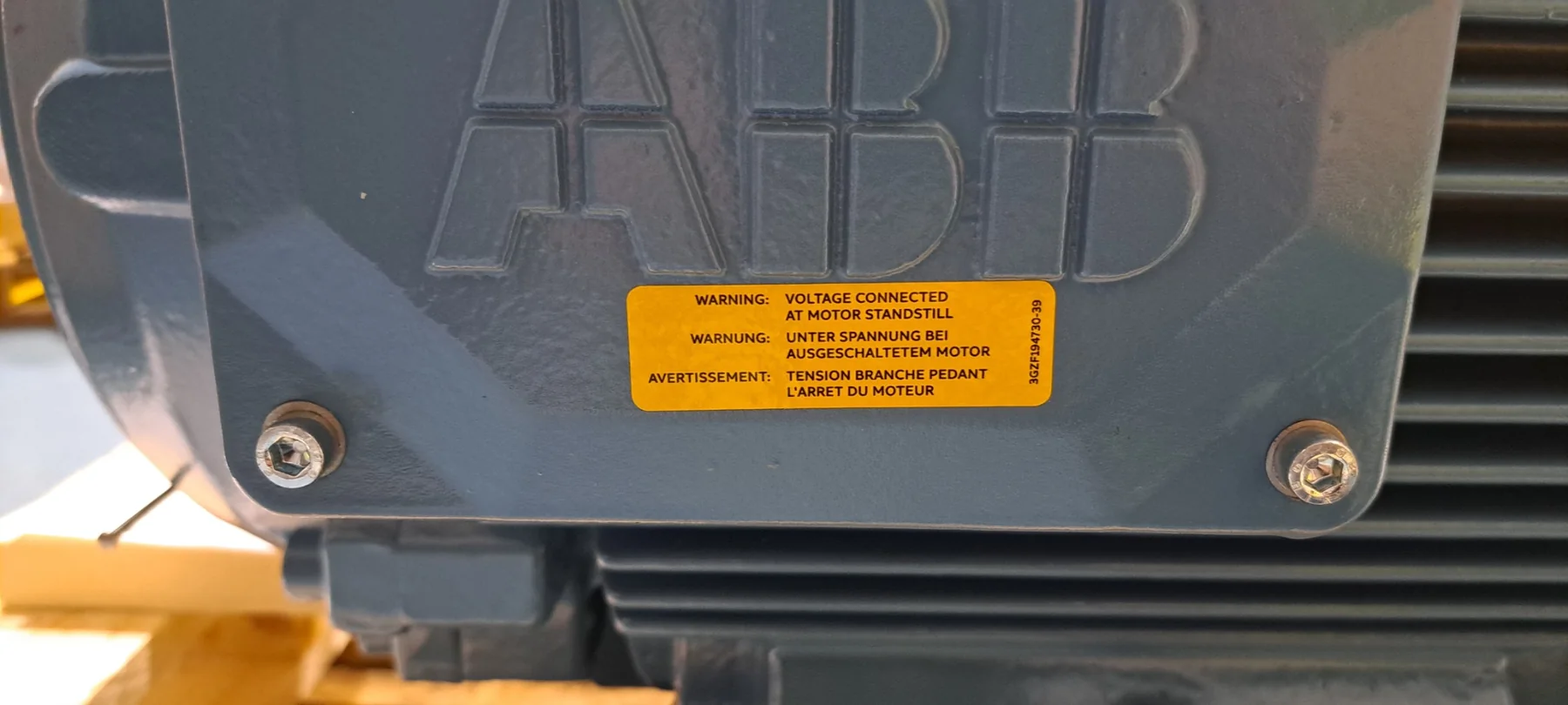 Terminal box and field wiring inspection on an industrial motor