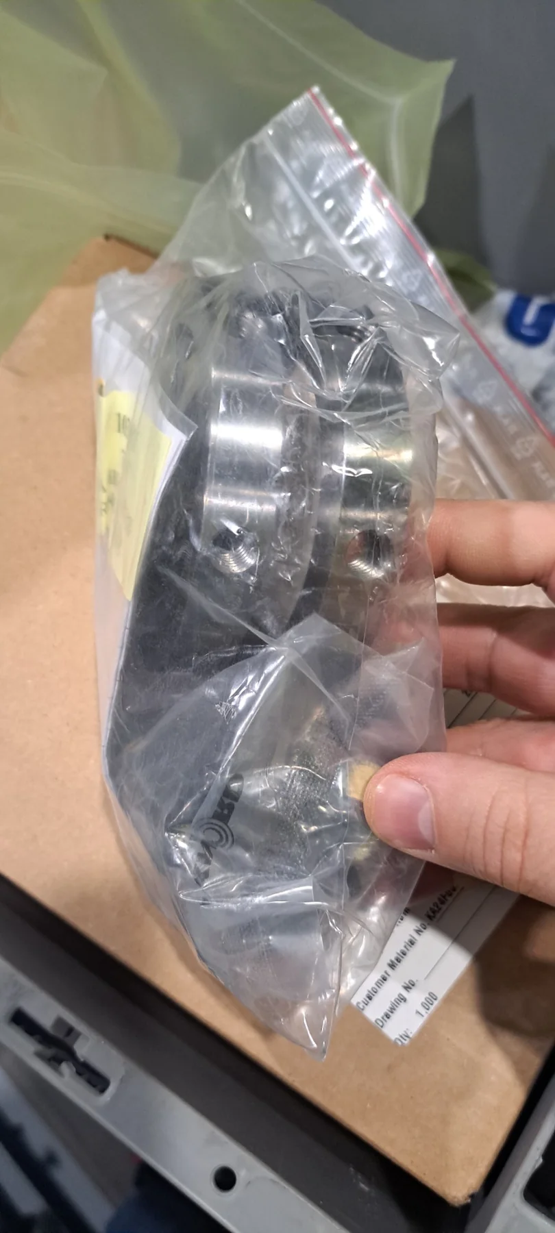 Bagged spare parts or components under check