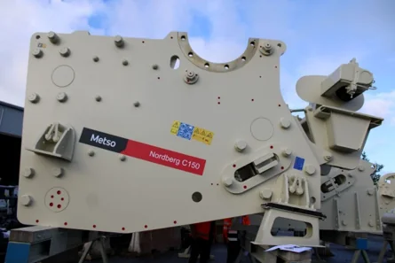 Large industrial machine under fabrication or inspection